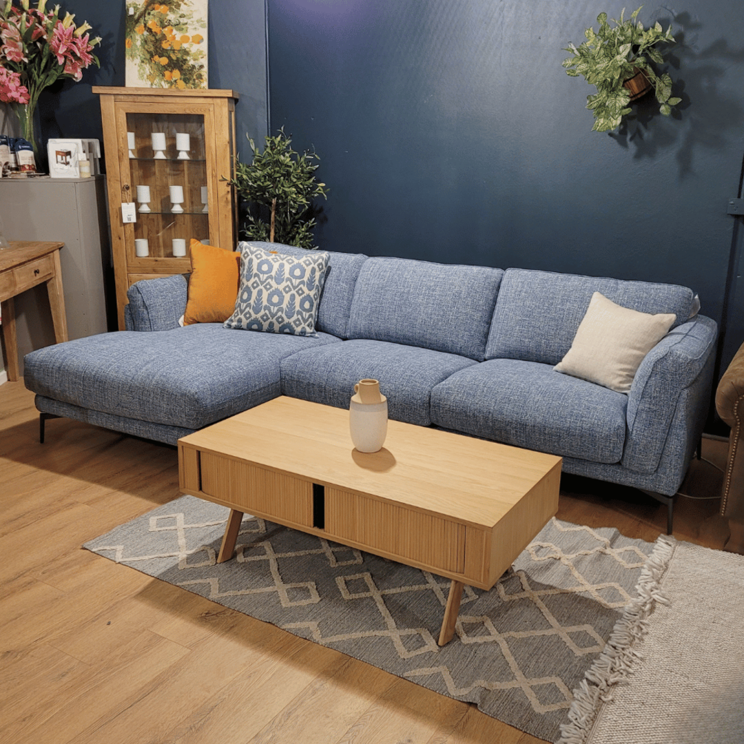 Latina Fabric Corner Lounge Suite - Denim Blue - LHF image 2